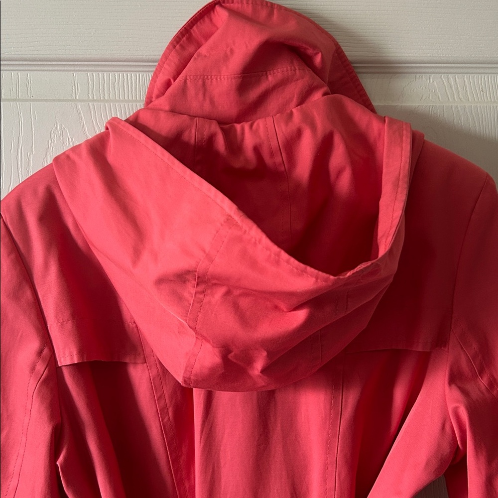 Via Spiga‎ Womens Spring Midi Length Belted Hooded Trench Coat in Coral Size XL - Picture 11 of 14